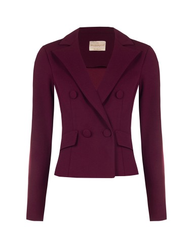 Getailleerde korte blazer met dubbele rij knopen van scuba-crêpe met bijpassende knopen van Rinascimento