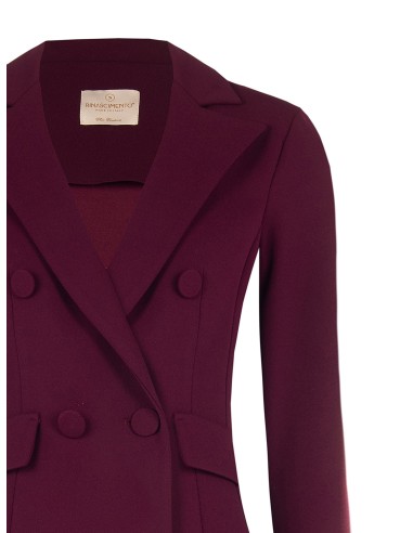 Veste blazer courte cintrée à double boutonnage en crêpe scuba avec boutons coordonnés Rinascimento