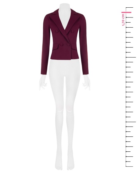 Veste blazer courte cintrée à double boutonnage en crêpe scuba avec boutons coordonnés Rinascimento