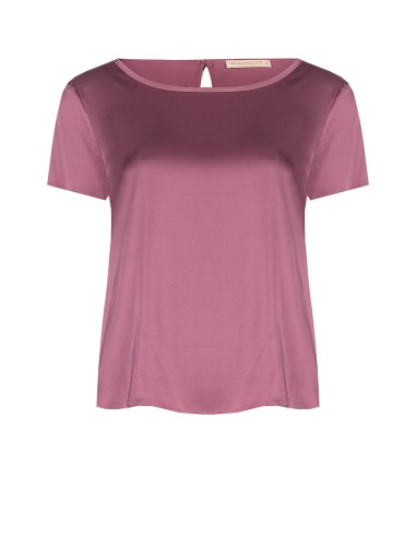 Blouse fluide en satin à manches courtes et encolure ronde Rinascimento