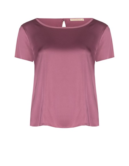 Blouse fluide en satin à manches courtes et encolure ronde Rinascimento