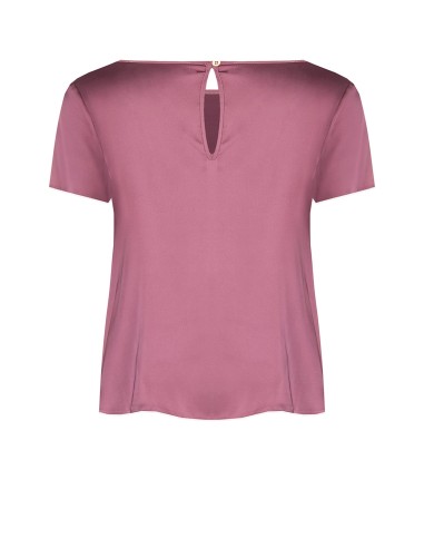 Blouse fluide en satin à manches courtes et encolure ronde Rinascimento