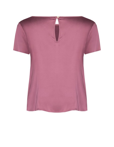 Blouse fluide en satin à manches courtes et encolure ronde Rinascimento