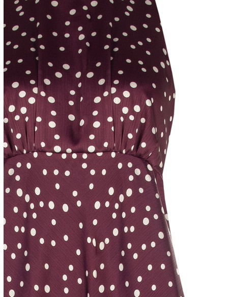 Robe longue en satin à pois légèrement froncé avec nœud et découpe dans le dos Rinascimento