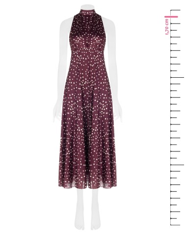 Robe longue en satin à pois légèrement froncé avec nœud et découpe dans le dos Rinascimento