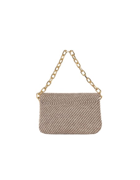 Schoudertas van warme gestreepte stof met ketting en afneembare schouderriem van Rinascimento