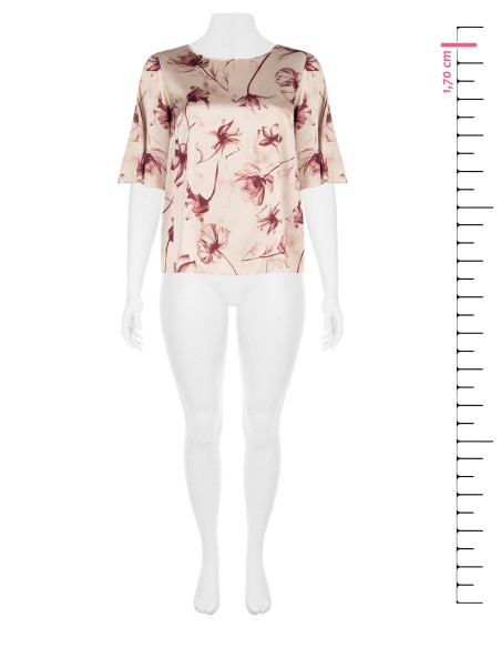 Blouse Curvy en satin à grandes fleurs dégradées, avec manches papillon – Rinascimento Curvy