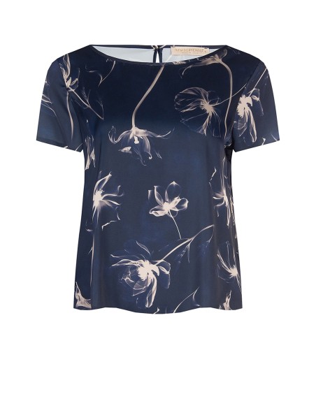 Blouse ample et fluide en satin à grandes fleurs Rinascimento