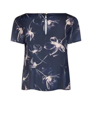 Ruime, soepelvallende satijnen blouse met grote bloemenprint van Rinascimento