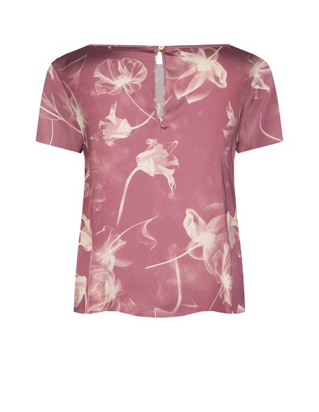 Blouse ample et fluide en satin à grandes fleurs Rinascimento