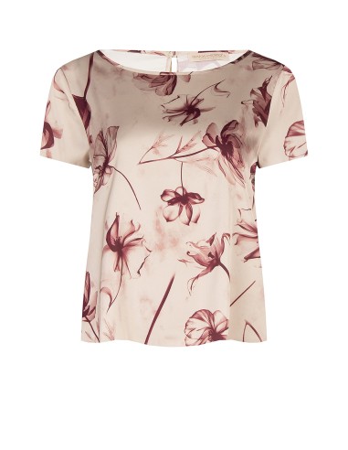 Ruime, soepelvallende satijnen blouse met grote bloemenprint van Rinascimento