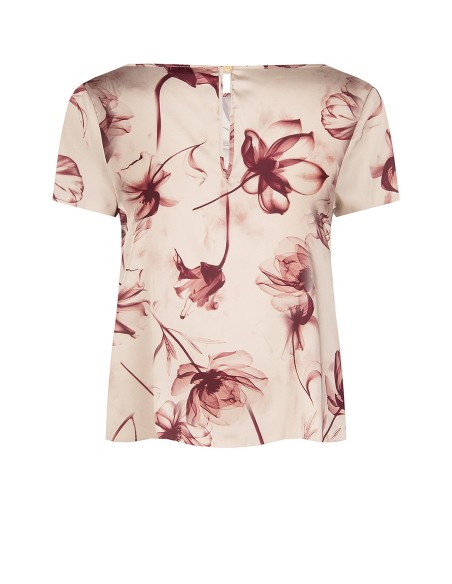 Blouse ample et fluide en satin à grandes fleurs Rinascimento