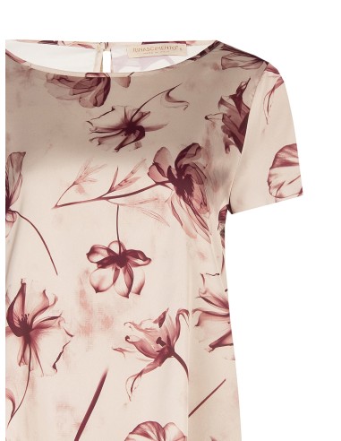 Ruime, soepelvallende satijnen blouse met grote bloemenprint van Rinascimento