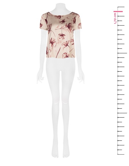 Ruime, soepelvallende satijnen blouse met grote bloemenprint van Rinascimento