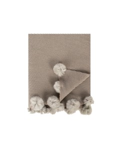 Écharpe en mélange de viscose à côtes diagonales avec pompons en fausse fourrure Rinascimento