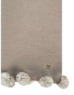 Sjaal van een viscosemix met diagonale ribbels en pompons van imitatiebont van Rinascimento 2