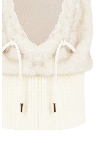 Balaclava van synthetische vacht en geribde col-haspel