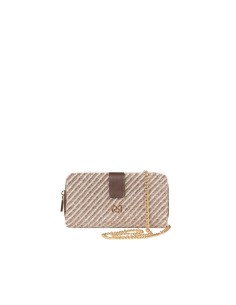 Portemonnee Travel Bag van warme stof met diagonale strepen en kettingschouderband Rinascimento