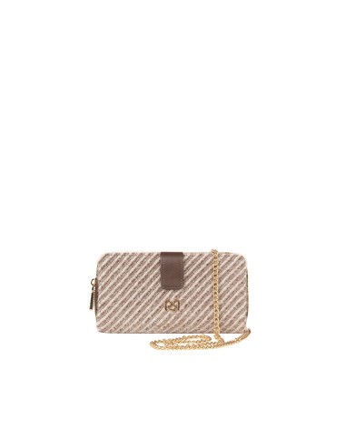 Portefeuille Travel Bag en tissu chaud à rayures diagonales avec bandoulière chaîne Rinascimento