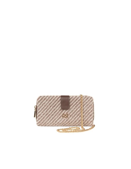 Portefeuille Travel Bag en tissu chaud à rayures diagonales avec bandoulière chaîne Rinascimento