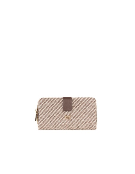 Portemonnee Travel Bag van warme stof met diagonale strepen en kettingschouderband Rinascimento