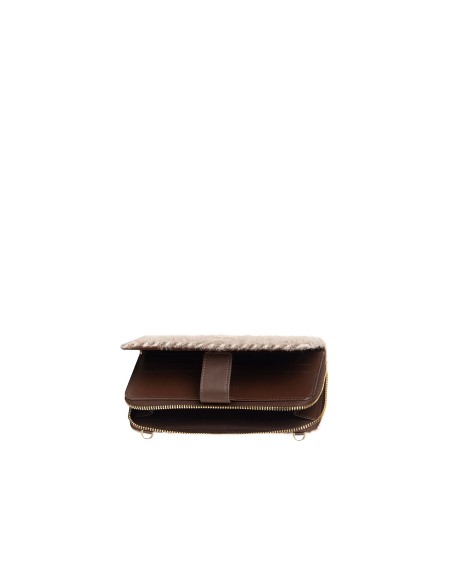 Portemonnee Travel Bag van warme stof met diagonale strepen en kettingschouderband Rinascimento