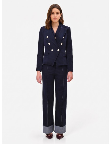 Veste blazer courte et cintrée en velours Rinascimento