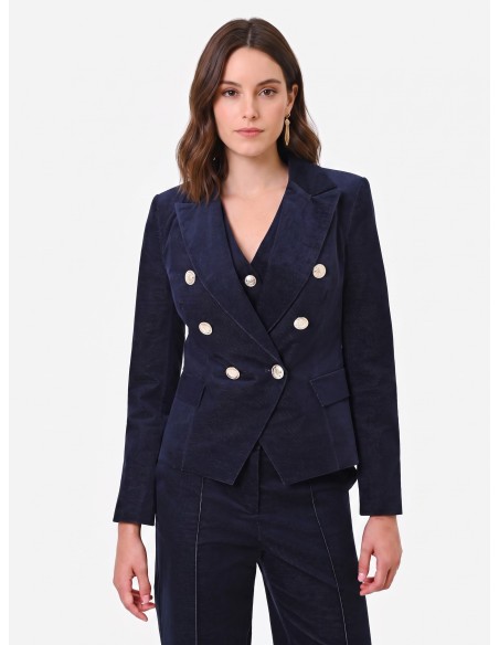 Veste blazer courte et cintrée en velours Rinascimento