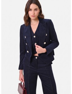 Veste blazer courte et cintrée en velours Rinascimento
