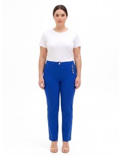 Pantalon droit curvy en scuba crêpe avec détail bijou chaînes et perle Rinascimento Curvy