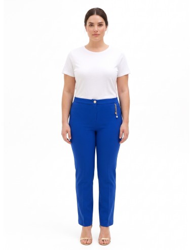 Pantalon droit curvy en scuba crêpe avec détail bijou chaînes et perle Rinascimento Curvy
