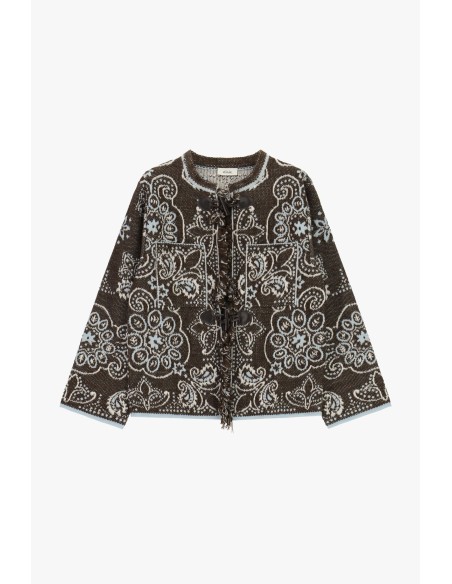 Cardigan jacquard avec fermeture à brandebourgs et poches Dixie