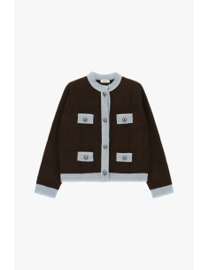 Cardigan court à motif géométrique avec quatre poches Dixie 2