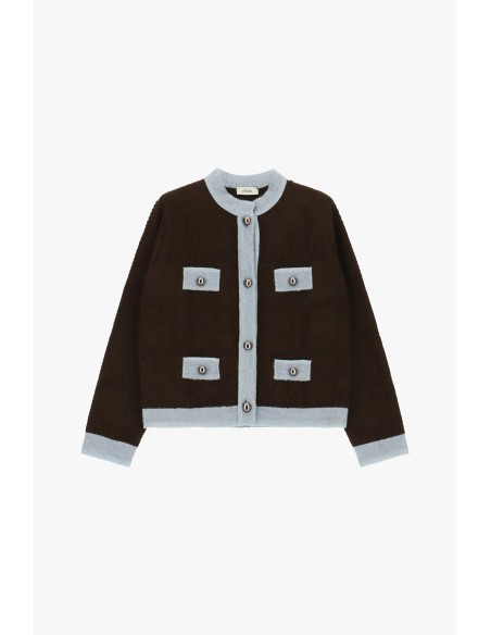 Cardigan court à motif géométrique avec quatre poches Dixie