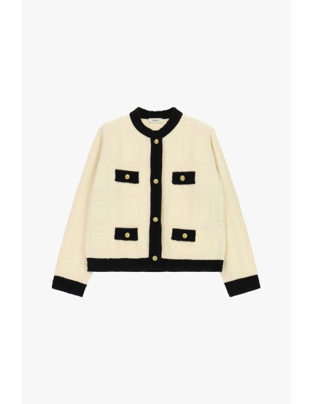 Cardigan court à motif géométrique avec quatre poches Dixie