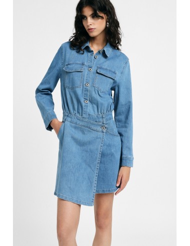 Robe courte avec poches frontales et boutons Please