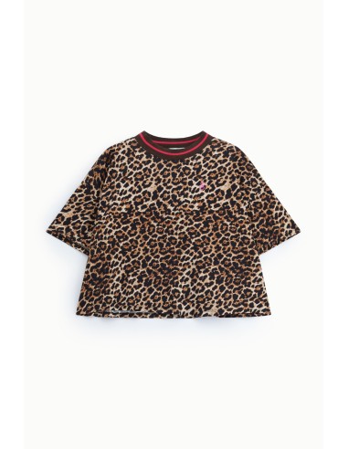 T-shirt ample à imprimé animalier et col rond côtelé Please