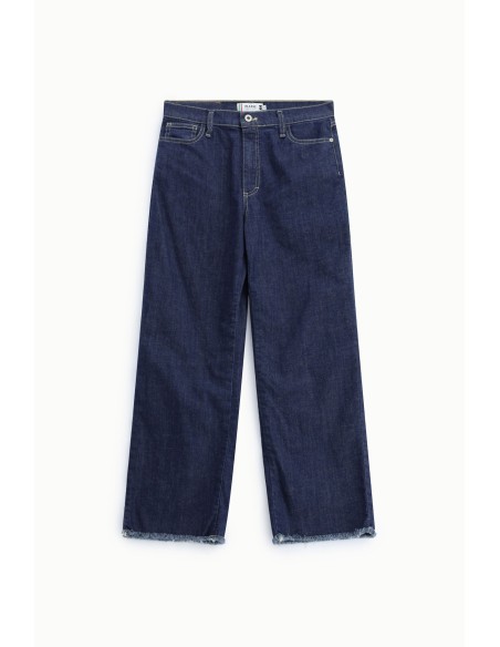 Rechte jeans met vijf zakken en gerafelde onderkant Please