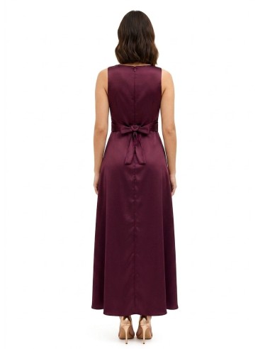 Robe longue en satin avec effet bande à la taille et long volant sur le devant Rinascimento
