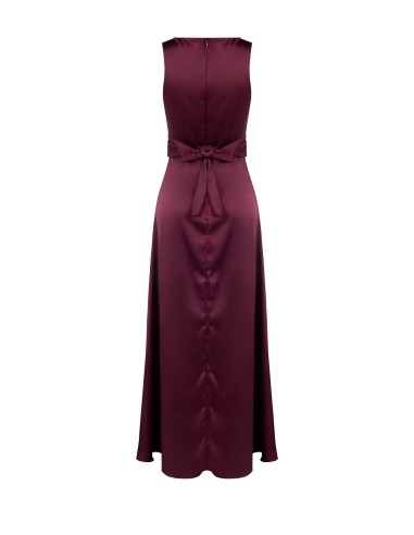Robe longue en satin avec effet bande à la taille et long volant sur le devant Rinascimento