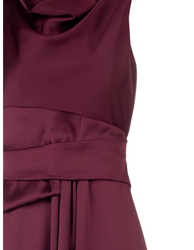 Robe longue en satin avec effet bande à la taille et long volant sur le devant Rinascimento
