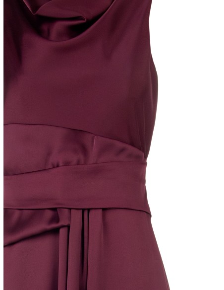Robe longue en satin avec effet bande à la taille et long volant sur le devant Rinascimento