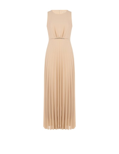 Robe longue en georgette plissée avec fine ceinture bijou Rinascimento