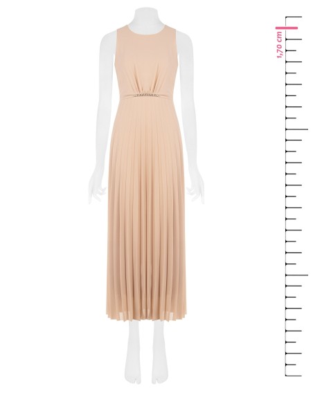 Robe longue en georgette plissée avec fine ceinture bijou Rinascimento