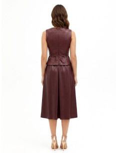 Robe midi en similicuir avec motif de carrés tressés et ceinture assortie Rinascimento 2