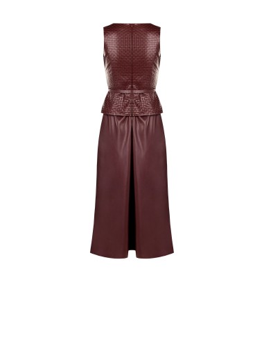 Robe midi en similicuir avec motif de carrés tressés et ceinture assortie Rinascimento