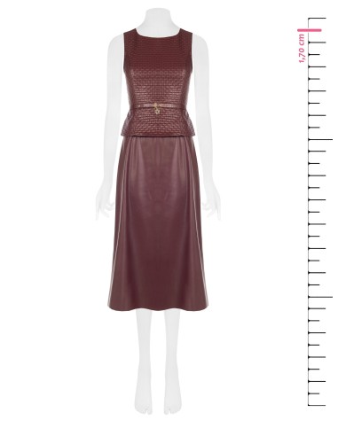 Robe midi en similicuir avec motif de carrés tressés et ceinture assortie Rinascimento