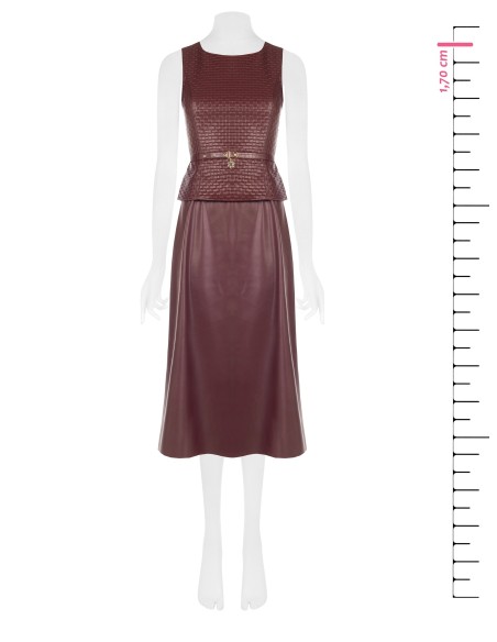 Robe midi en similicuir avec motif de carrés tressés et ceinture assortie Rinascimento