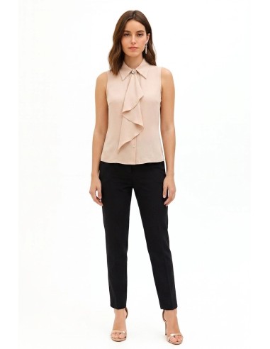 A-lijn blouse van georgette met maxi-volant en juweelknop Rinascimento