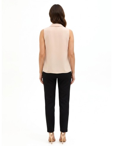 Blouse trapèze en georgette avec maxi volant et bouton bijou Rinascimento